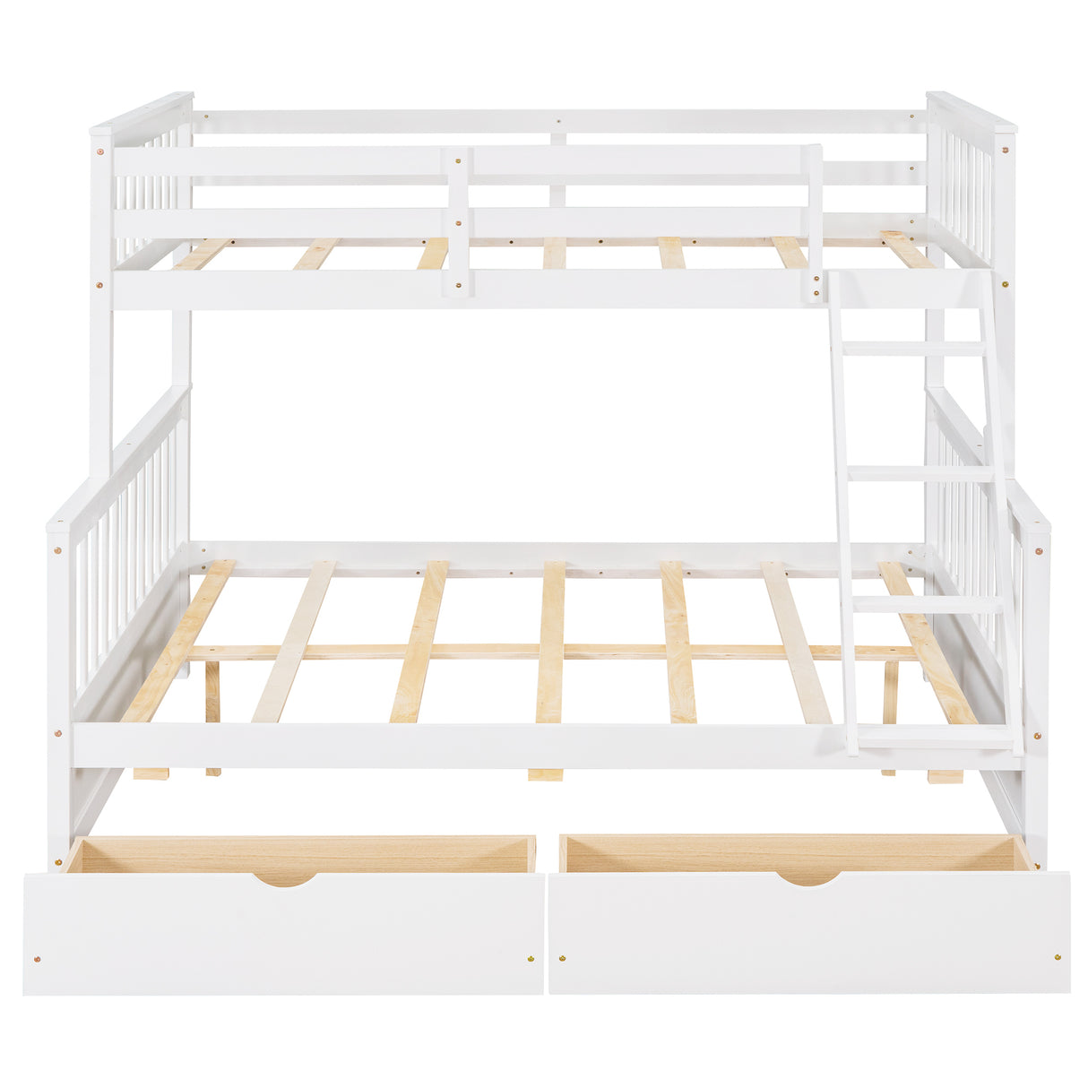 Twin-Over-Full Bunk Bed with Ladders and Two Storage Drawers (White) ( old sku:LT000165AAK) - Home Elegance USA