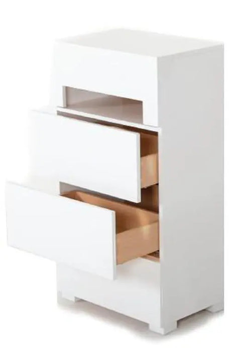 Vig Furniture - Cg05 - Modern White Glossy Chest With Light - Vgwccg05C