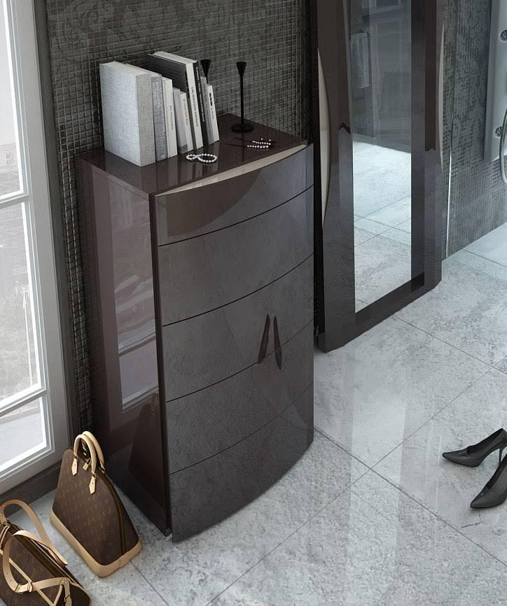 Barcelona 4 Drawers Chest In Glossy Brown - Barcelona - C | ESF | Home Elegance USA