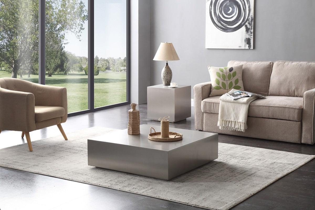 Vig Furniture - Modrest Anvil Modern Brushed Stainless Steel End Table - Vgvcet8368