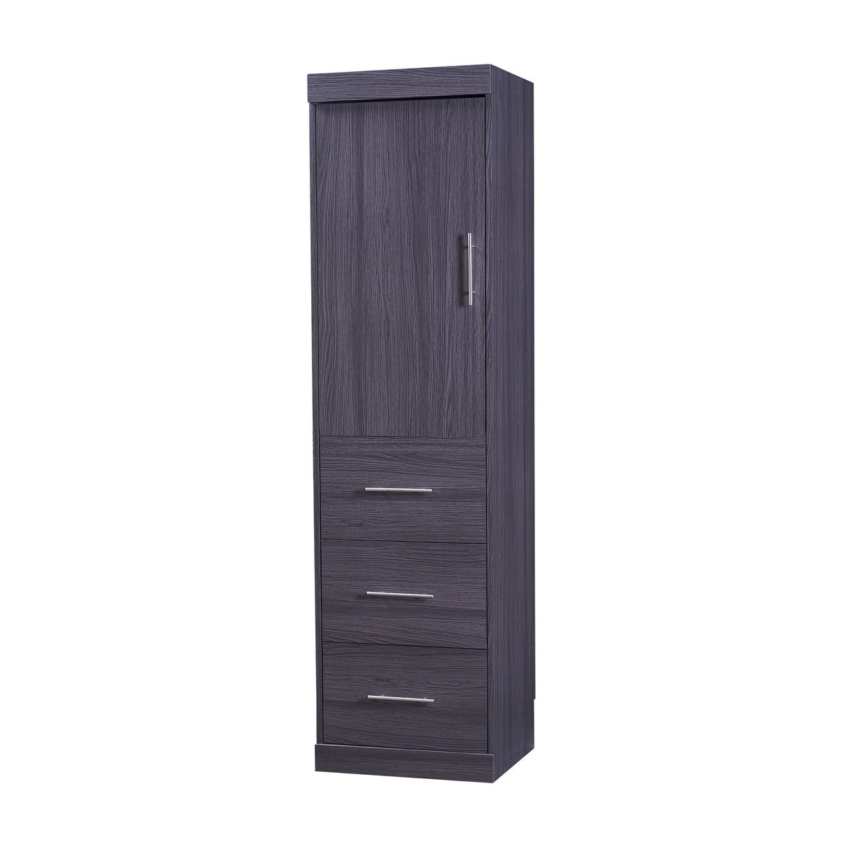 Full Size Murphy Bed with Wardrobe and Drawers, Storage Bed, can be Folded into a Cabinet, Gray - Home Elegance USA