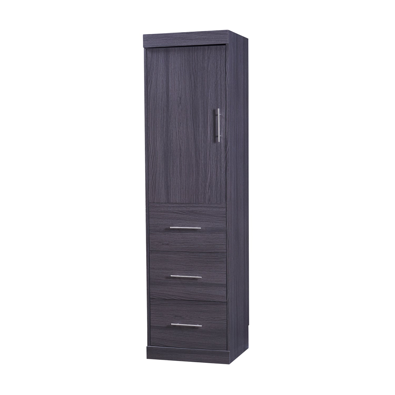 Full Size Murphy Bed with Wardrobe and Drawers, Storage Bed, can be Folded into a Cabinet, Gray - Home Elegance USA