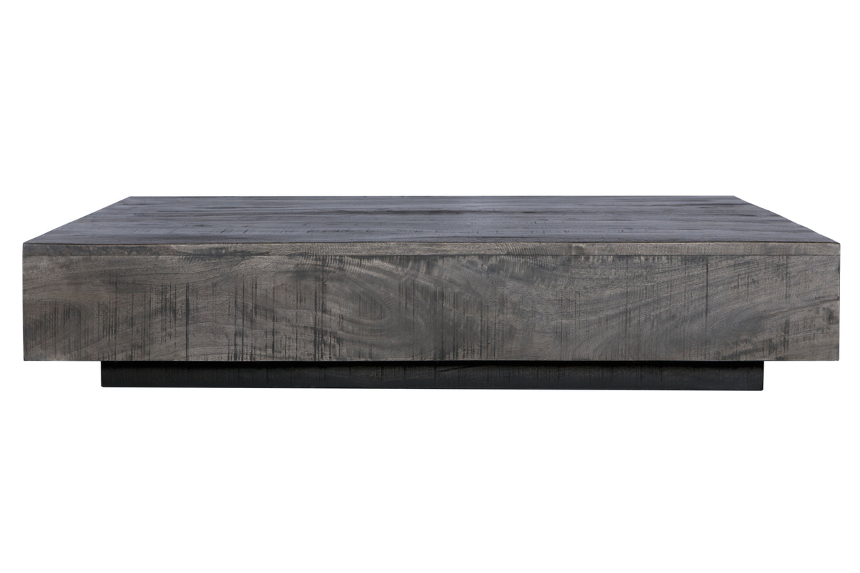 Charcoal Finish Solid Wood Low Profile Rough Coffee Table Home Elegance USA