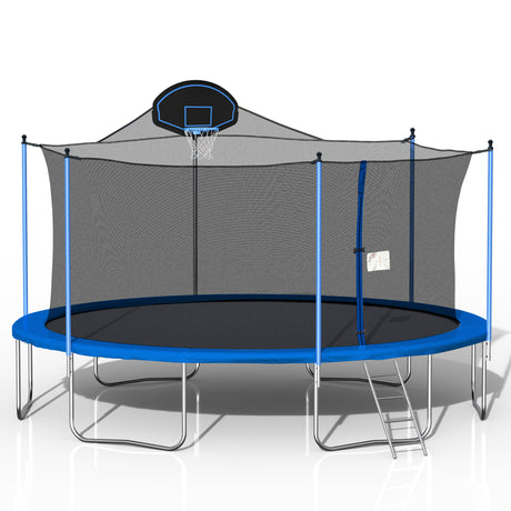 16FT TRAMPOLINE(BLUE) WITH BOARD,METAL
