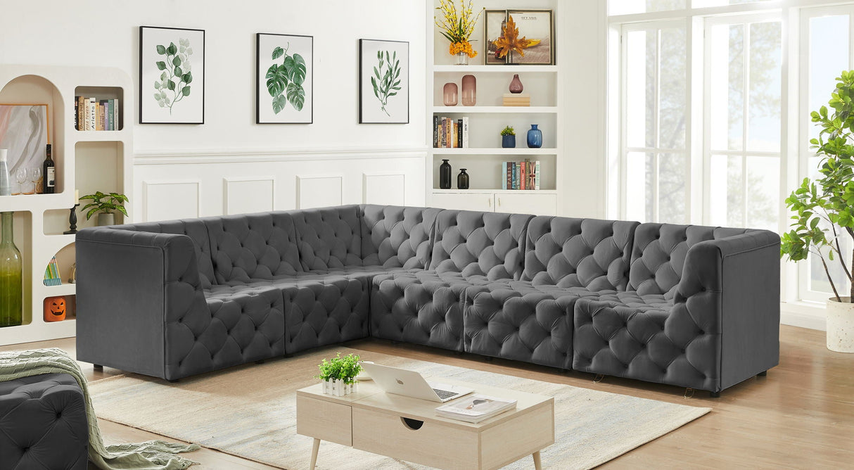 Tuft - Modular Sectional 6 Piece - Gray - Fabric - Home Elegance USA