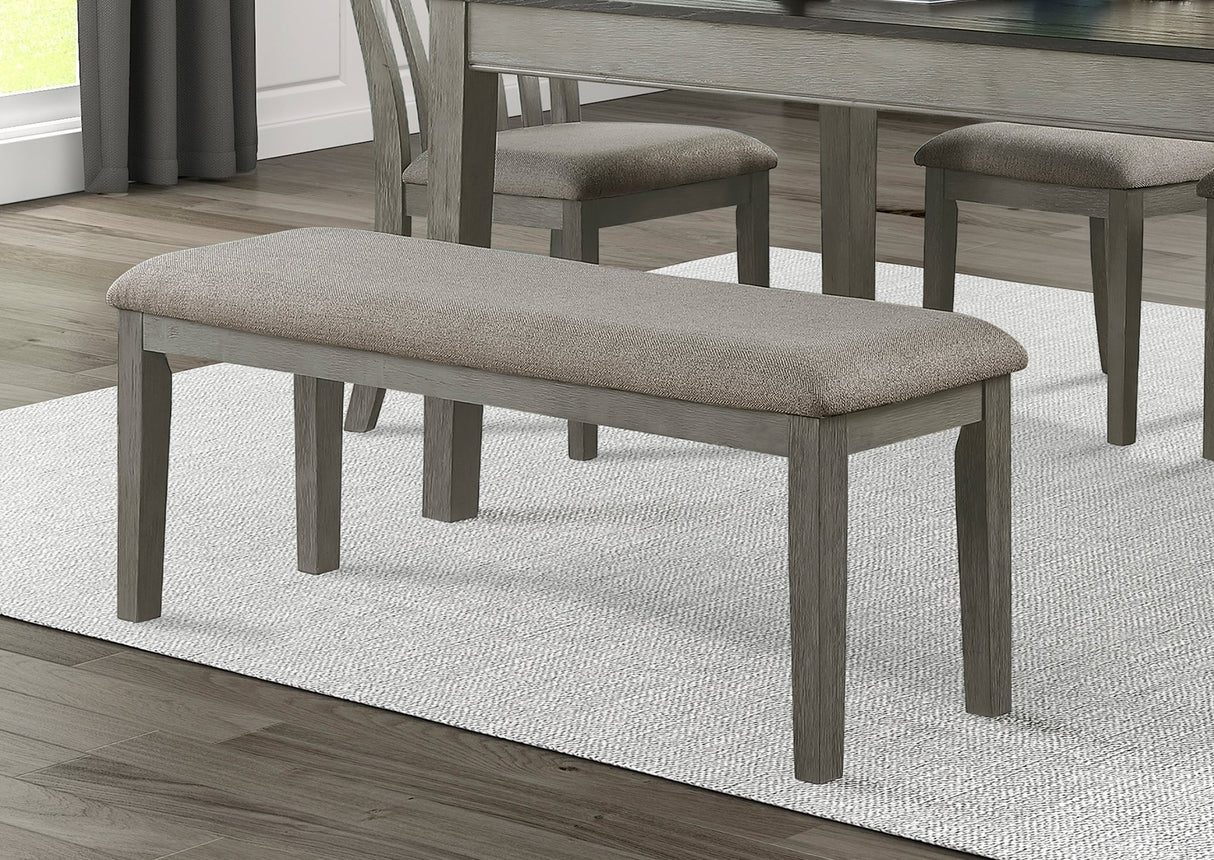 Country Casual Styling 6pc Dining Set Dining Table with Drawers Bench Side Chairs Light Gray Finish Wooden Contemporary Furniture | Home Elegance USA