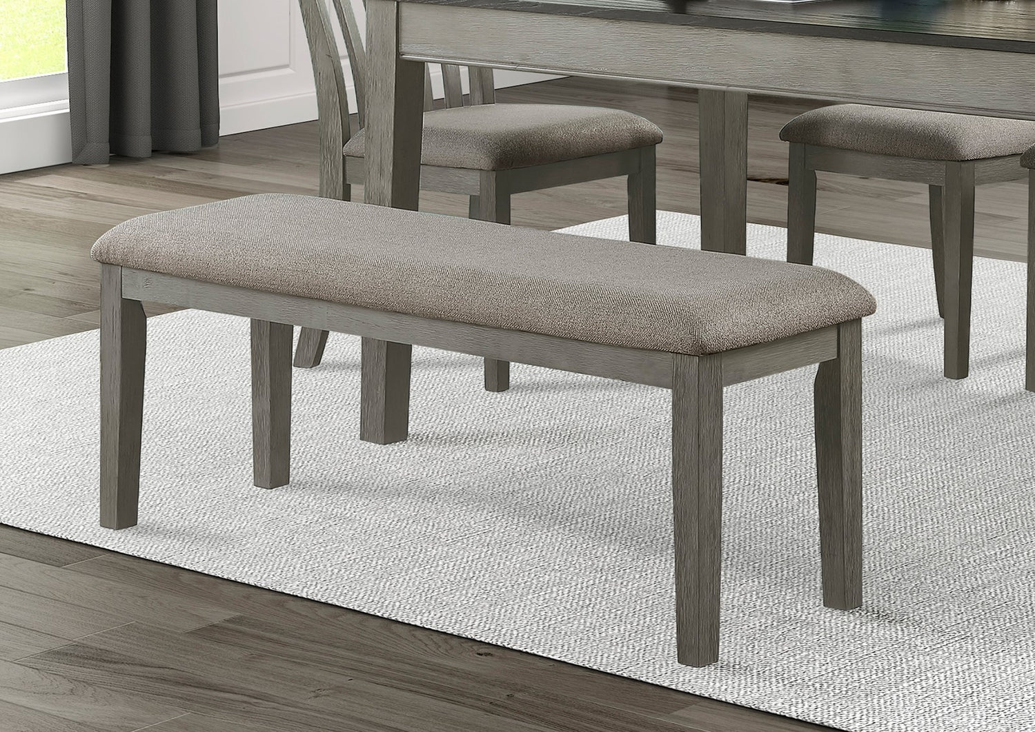Country Casual Styling 6pc Dining Set Dining Table with Drawers Bench Side Chairs Light Gray Finish Wooden Contemporary Furniture | Home Elegance USA