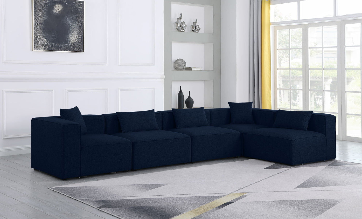 Cube - Modular Sectional 5 Piece - Navy - Modern & Contemporary | Home Elegance USA