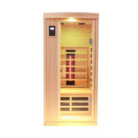 One-person hemlock sauna room Far infrared plus ceramic tube heating Indoor sauna room for one person