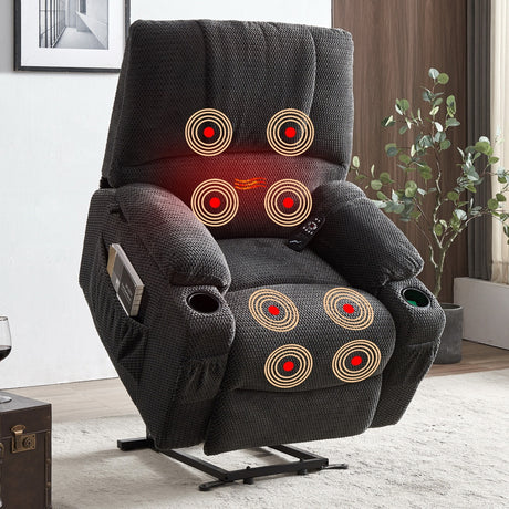 Power Lift Chair with Massage Function, Heating System with Remote Control for Living Room Home Elegance USA