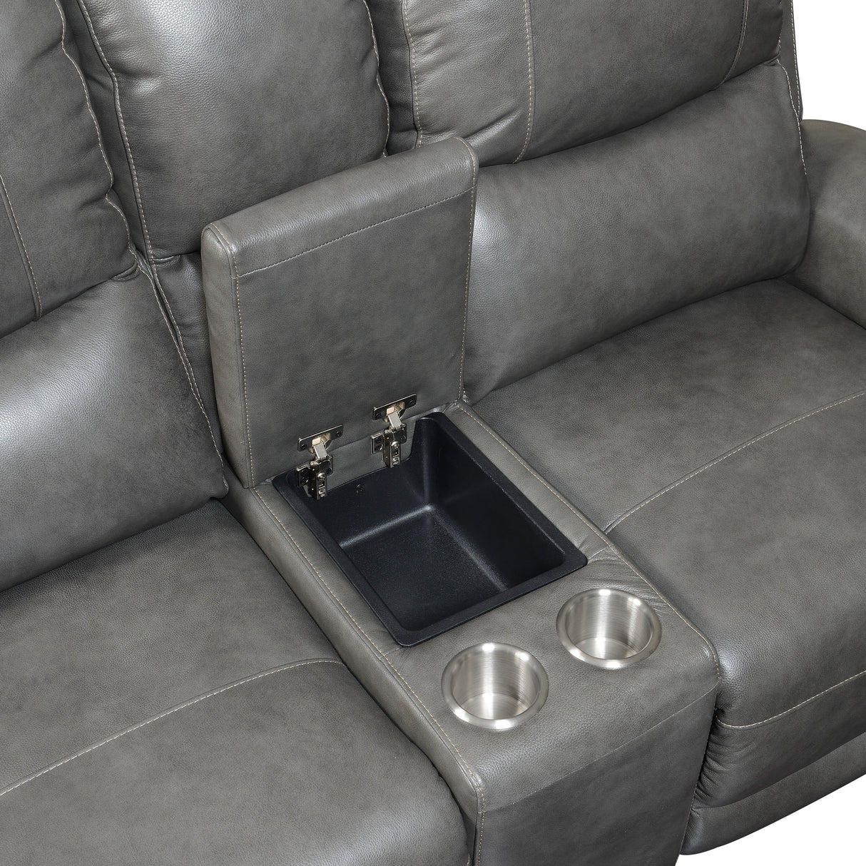 Leather Power Reclining Loveseat with Console - Contemporary Style, Dual Reclining Seats - USB Charging, Hidden Storage Home Elegance USA