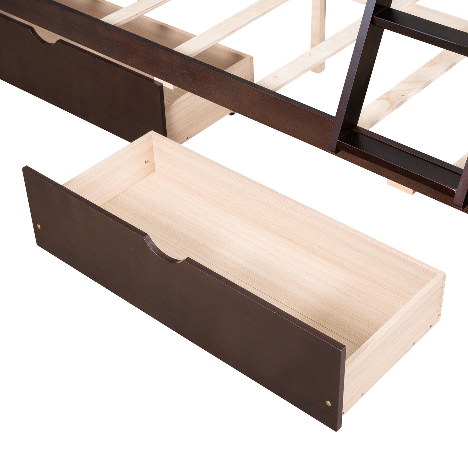 Twin-Over-Full Bunk Bed with Ladders and Two Storage Drawers(Espresso)( old sku:LT000165AAP) - Home Elegance USA