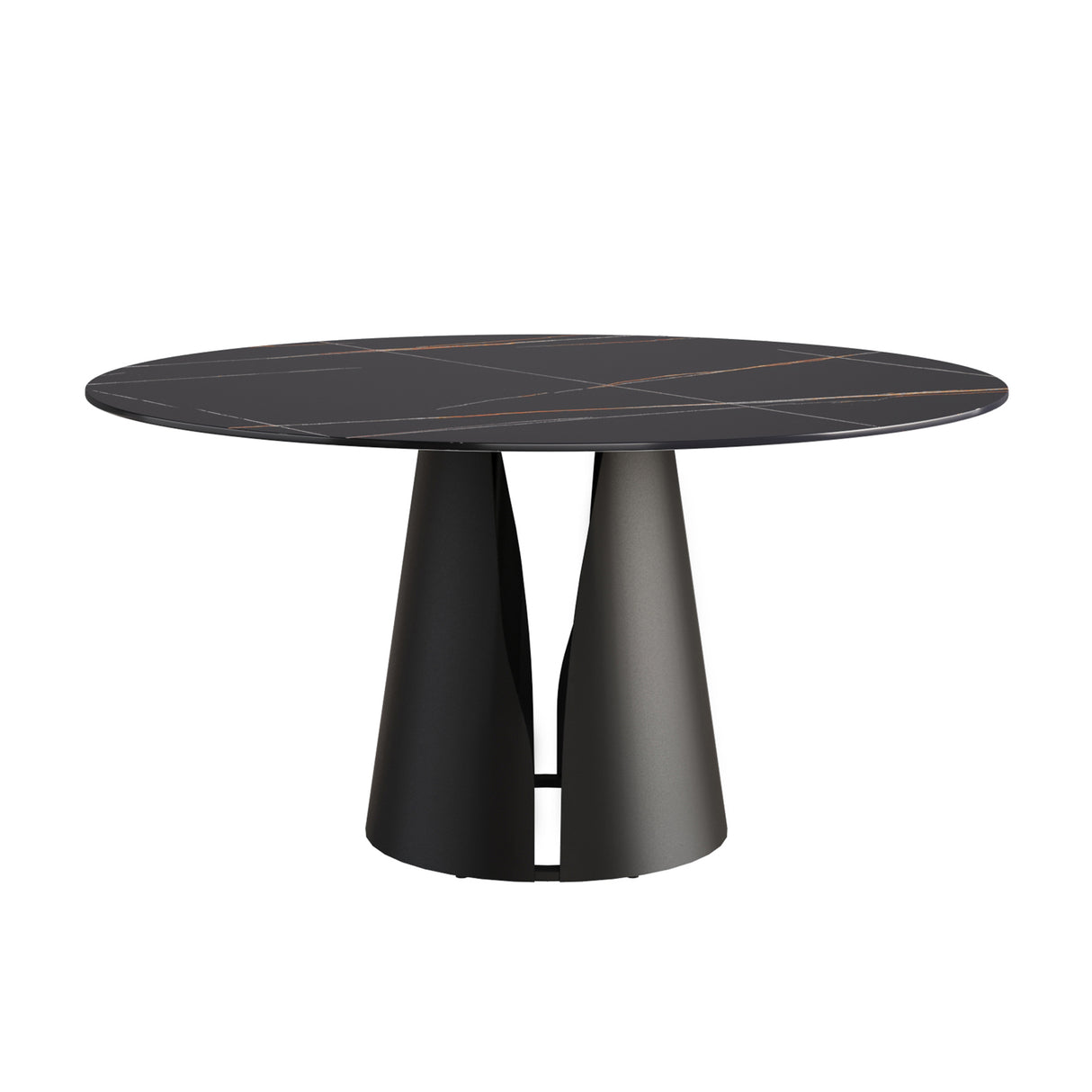 59.05"Modern artificial stone round black carbon steel base dining table - can accommodate 6 people | Home Elegance USA