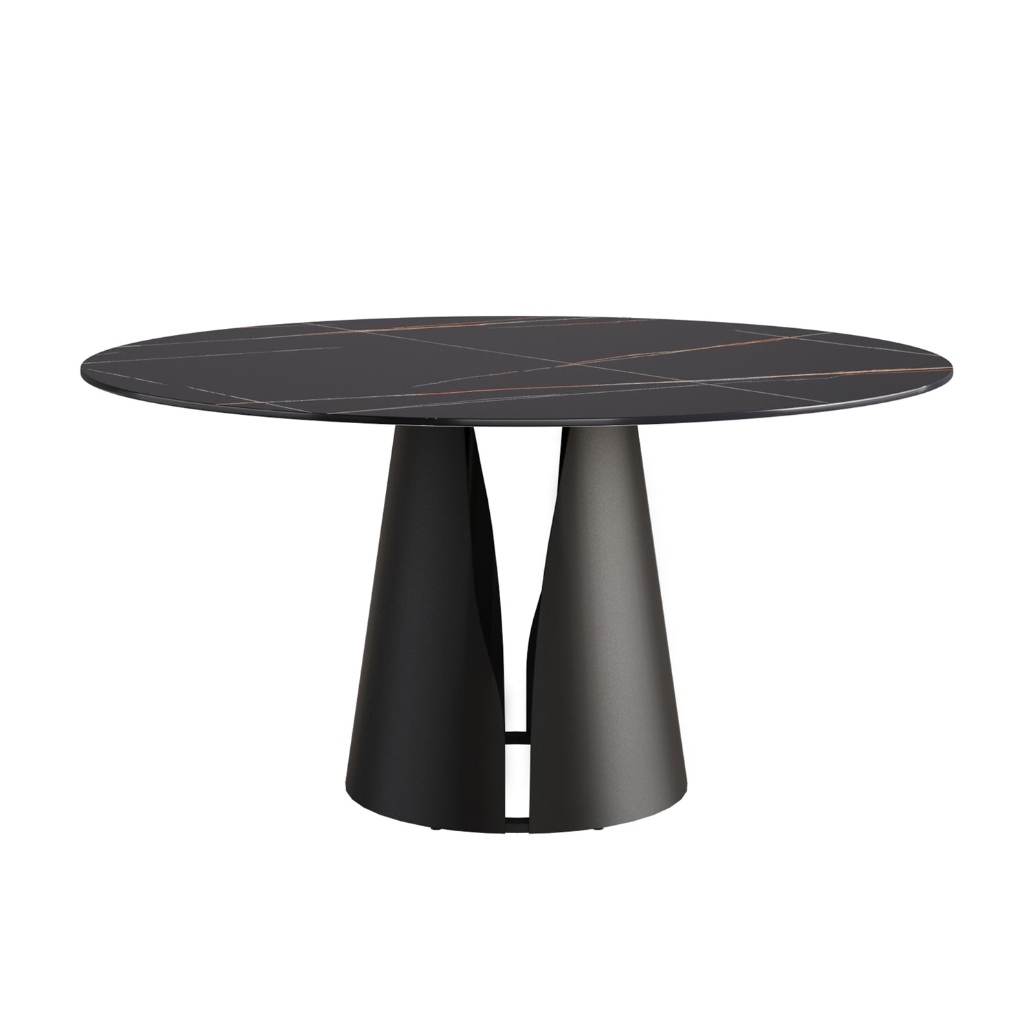 59.05"Modern artificial stone round black carbon steel base dining table - can accommodate 6 people | Home Elegance USA