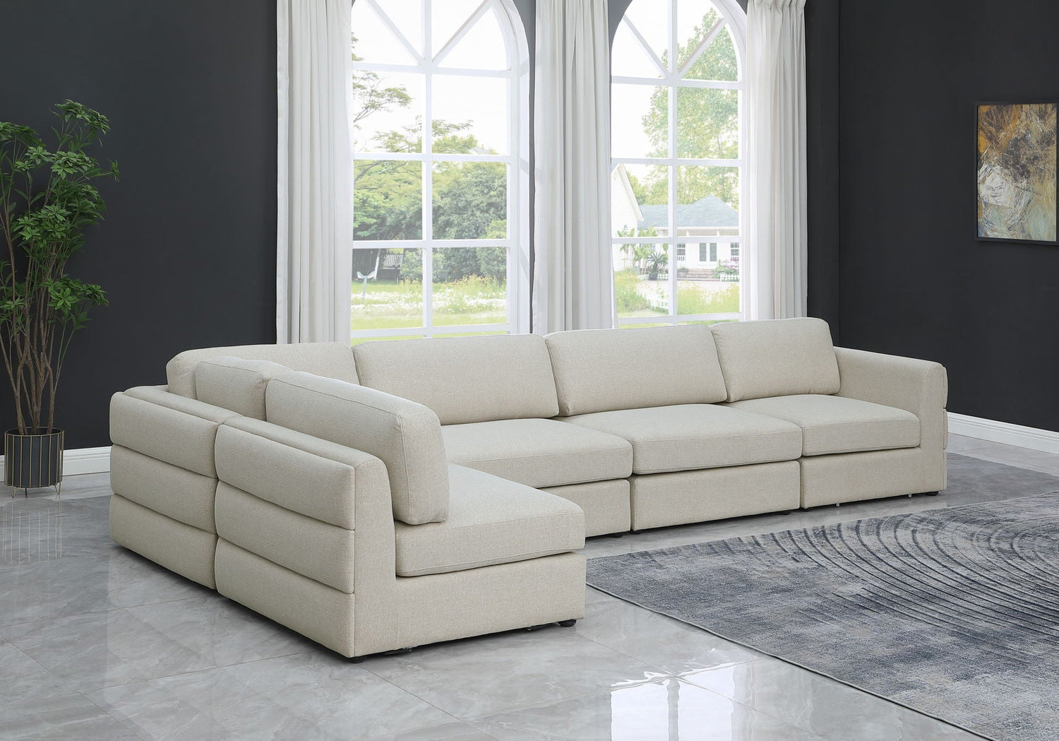 Beckham - Modular Sectional 5 Piece - Beige | Home Elegance USA