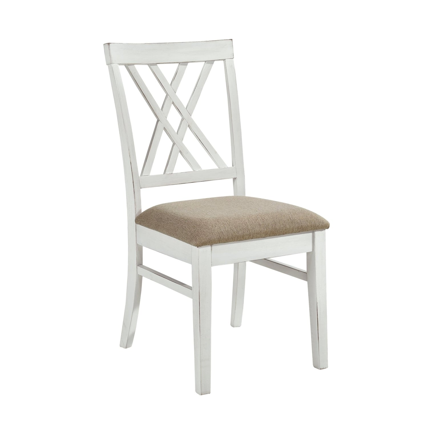 Modern Style White and Oak Finish 5pc Dining Set Table w Extension Leaf 4x Side Chairs Upholstered Seat Charming Traditional Dining Room Furniture - Home Elegance USA