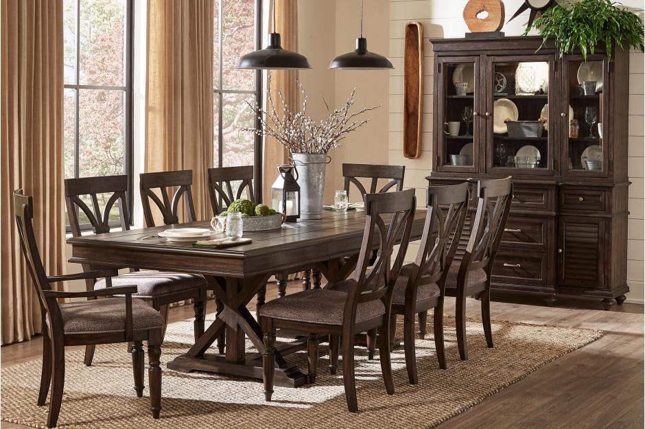 Cardano 9 Piece Dining Room Set In Driftwood Charcoal 1689 - 96 - 9Set | Homelegance | Home Elegance USA