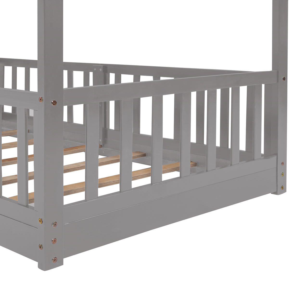 Twin Over Twin Bunk Bed with Slide and Ladder, Gray(Old SKU:LP000009AAE) - Home Elegance USA