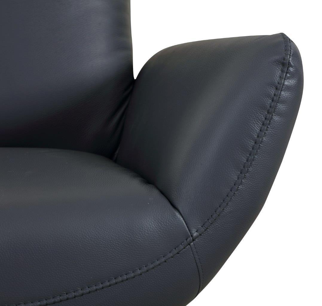 Global United 22" Modern Genuine Italian Leather Lounge Chair Home Elegance USA