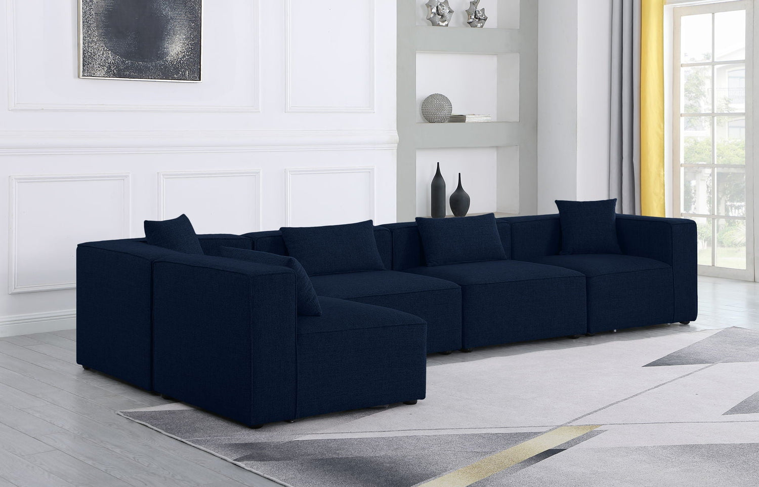 Cube - Modular Sectional 5 Piece - Navy - Modern & Contemporary | Home Elegance USA
