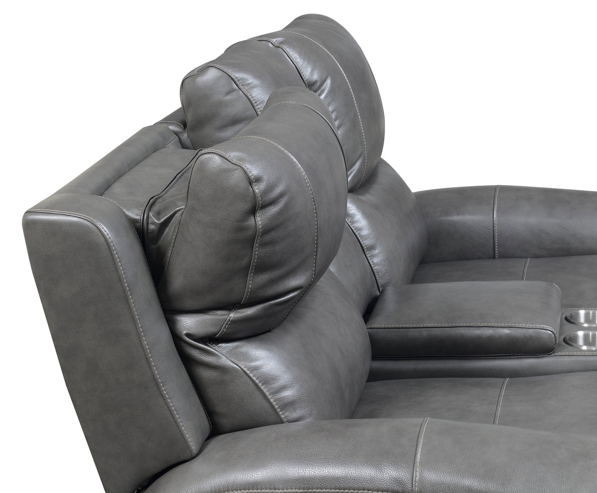 Leather Power Reclining Loveseat with Console - Contemporary Style, Dual Reclining Seats - USB Charging, Hidden Storage Home Elegance USA