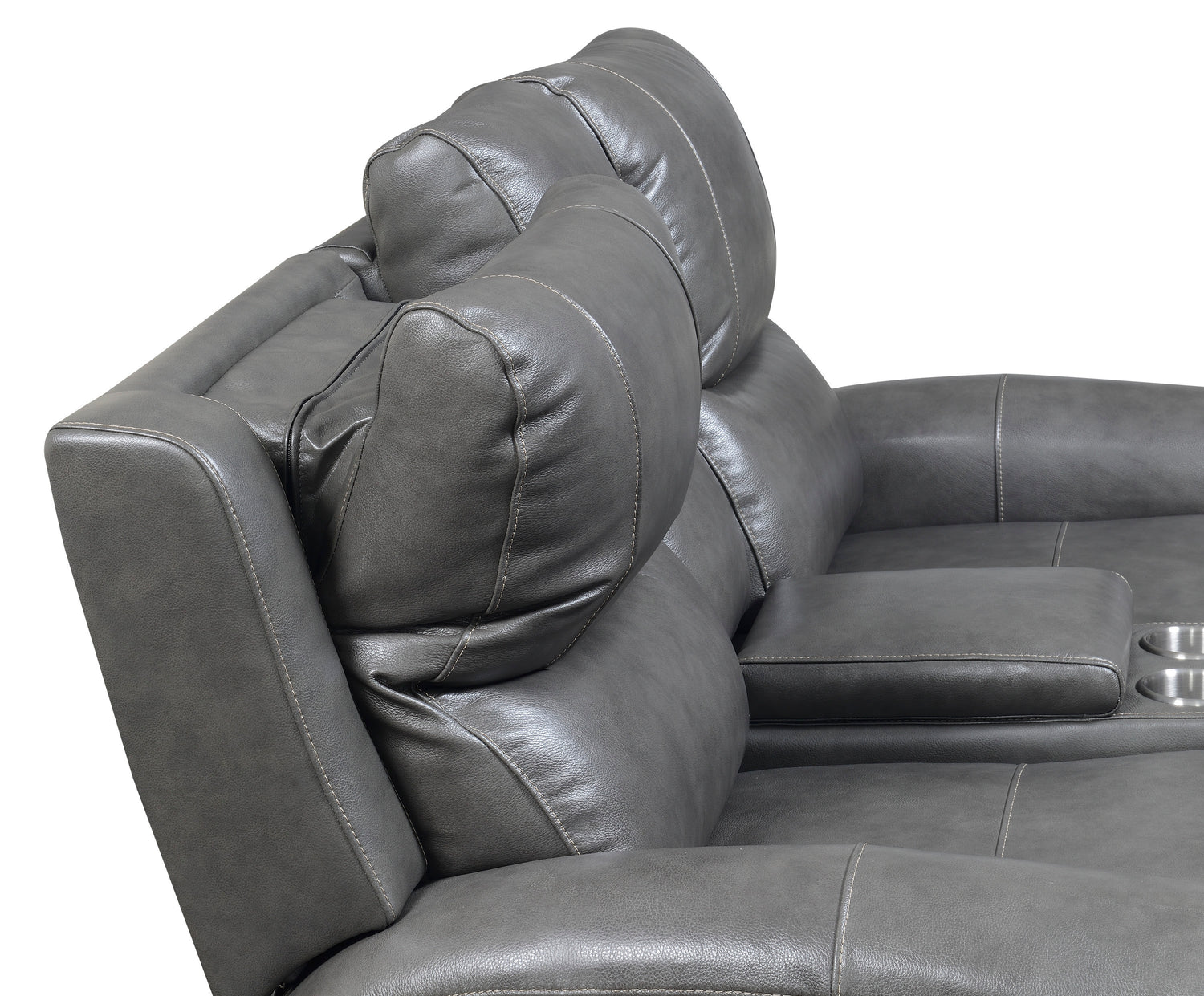 Leather Power Reclining Loveseat with Console - Contemporary Style, Dual Reclining Seats - USB Charging, Hidden Storage Home Elegance USA