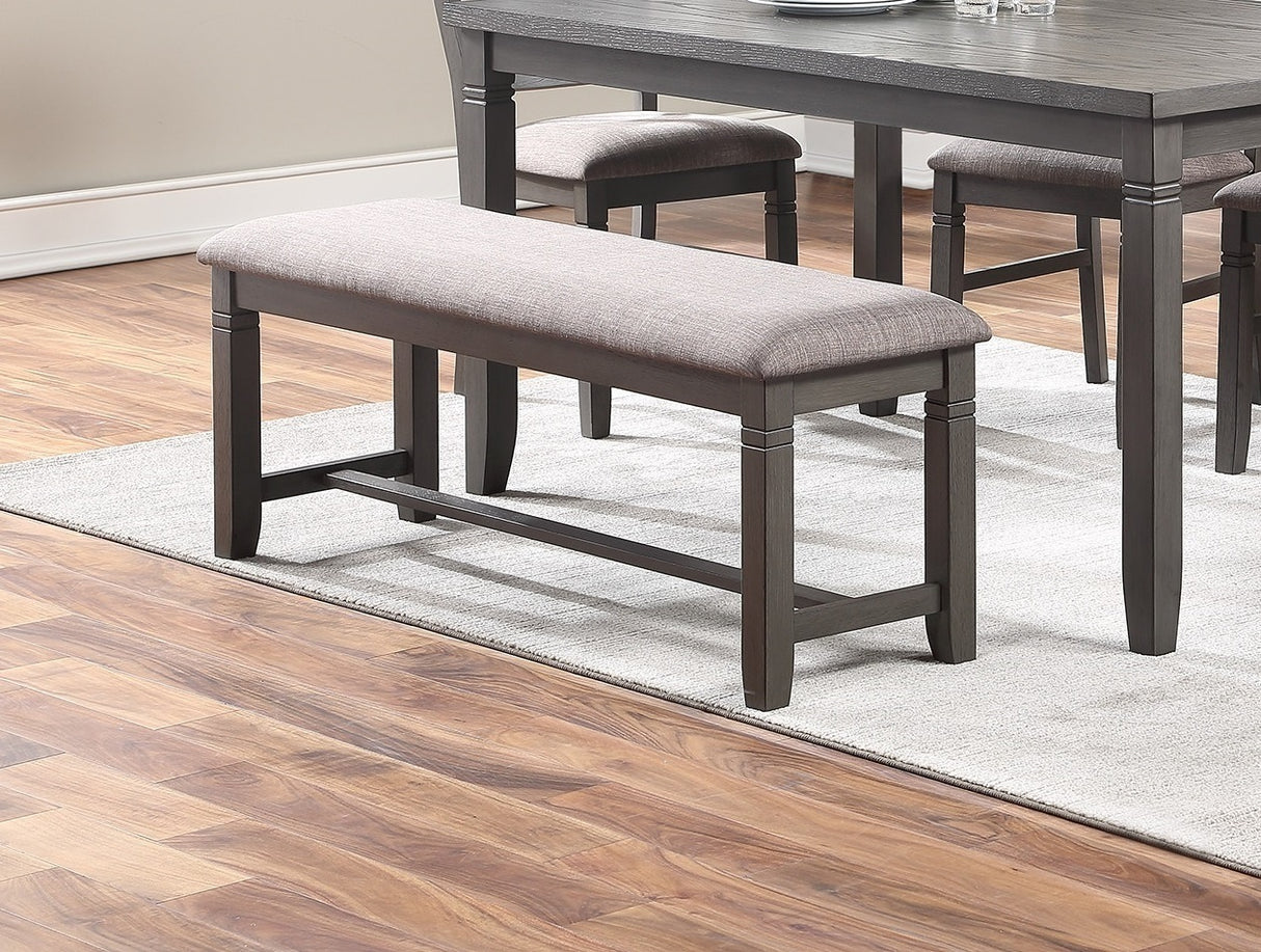 Dining Room Furniture 6pc Set Rectangle Table 4x Side Chairs and A Bench Grey Finish MDF Rubberwood | Home Elegance USA