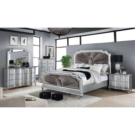 Aalok - 5 Piece Queen Bedroom Set With Chest - Silver / Warm Gray - Home Elegance USA