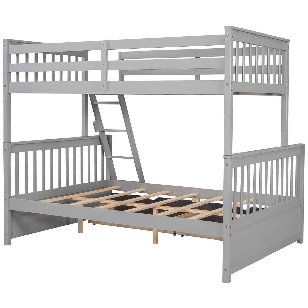 Twin-Over-Full Bunk Bed with Ladders and Two Storage Drawers(Gray)( old sku:LT000165AAE) - Home Elegance USA