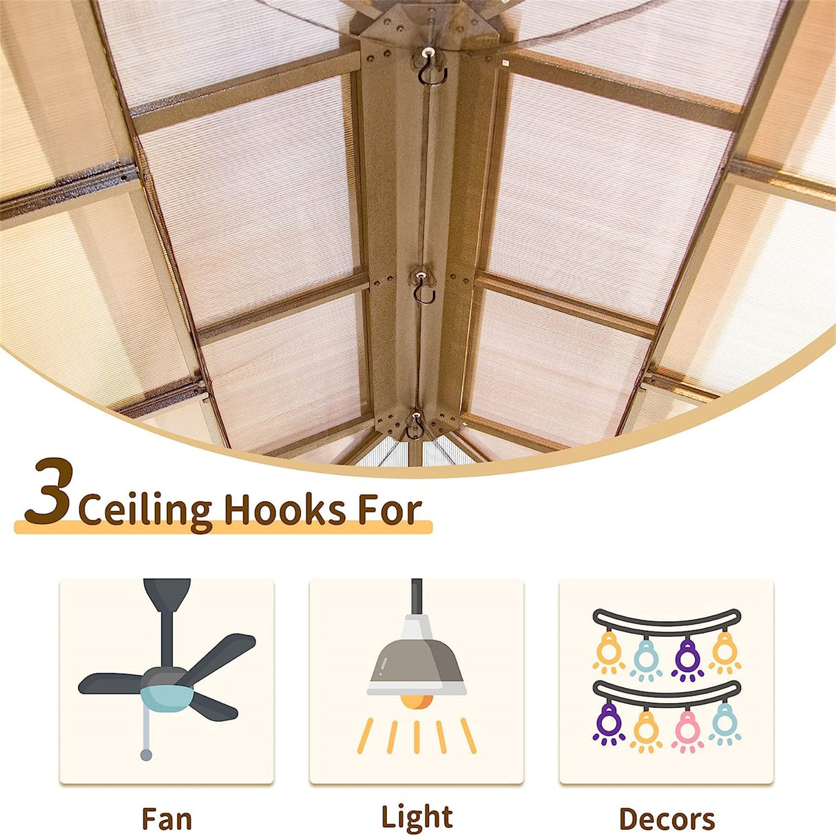 12x16ft Hardtop Gazebo, Permanent Outdoor Gazebo with Polycarbonate Double Roof, Aluminum Gazebo Pavilion with Curtain and Net for Garden, Patio, Lawns, Deck, Backyard, Wood Looking | Home Elegance USA