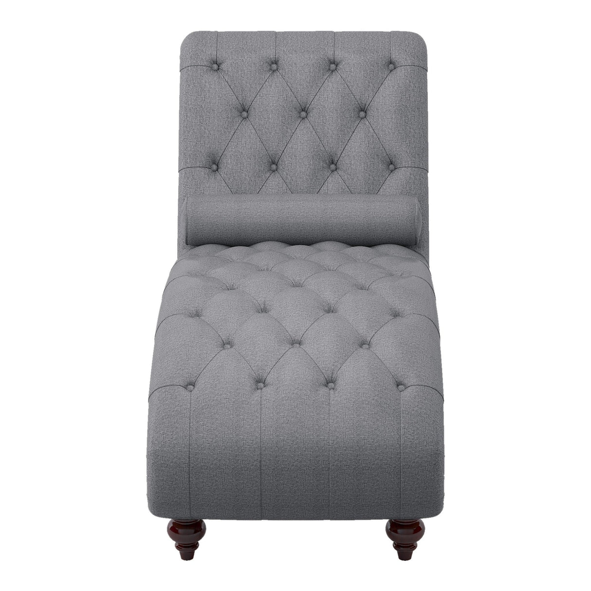 Modern Stylish Gray Color 1pc Chaise Button-Tufted Nailhead Trim w Bolster Pillow Comfortable Living Room Furniture Solid wood and Plywood Frame