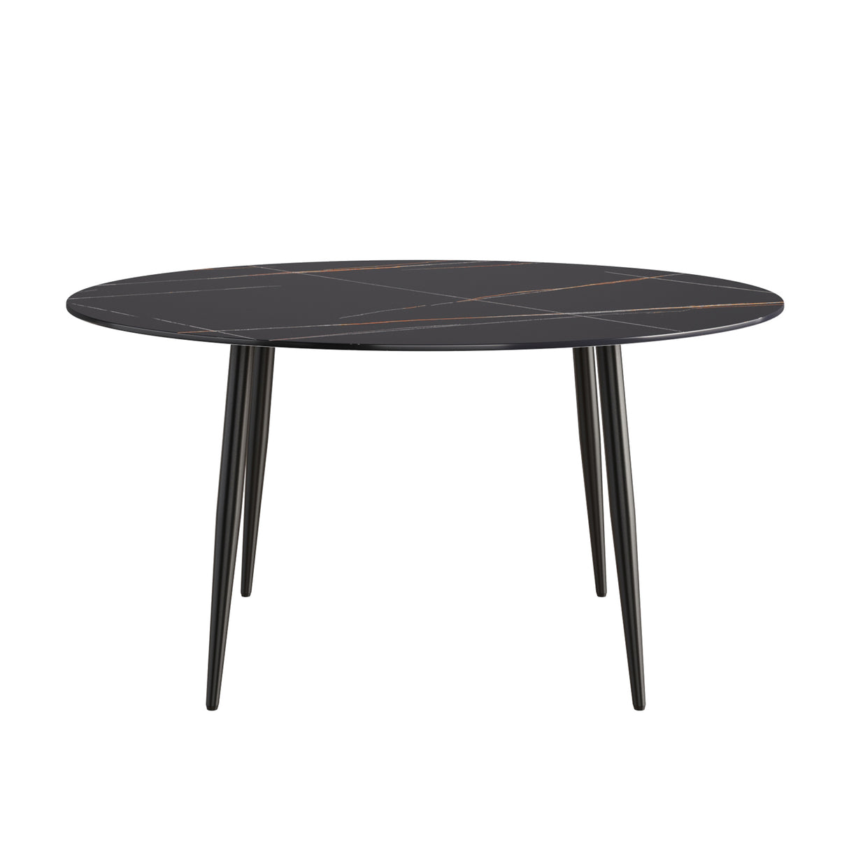 59.05"Modern man - made stone round black metal dining table - position for 6 people | Home Elegance USA