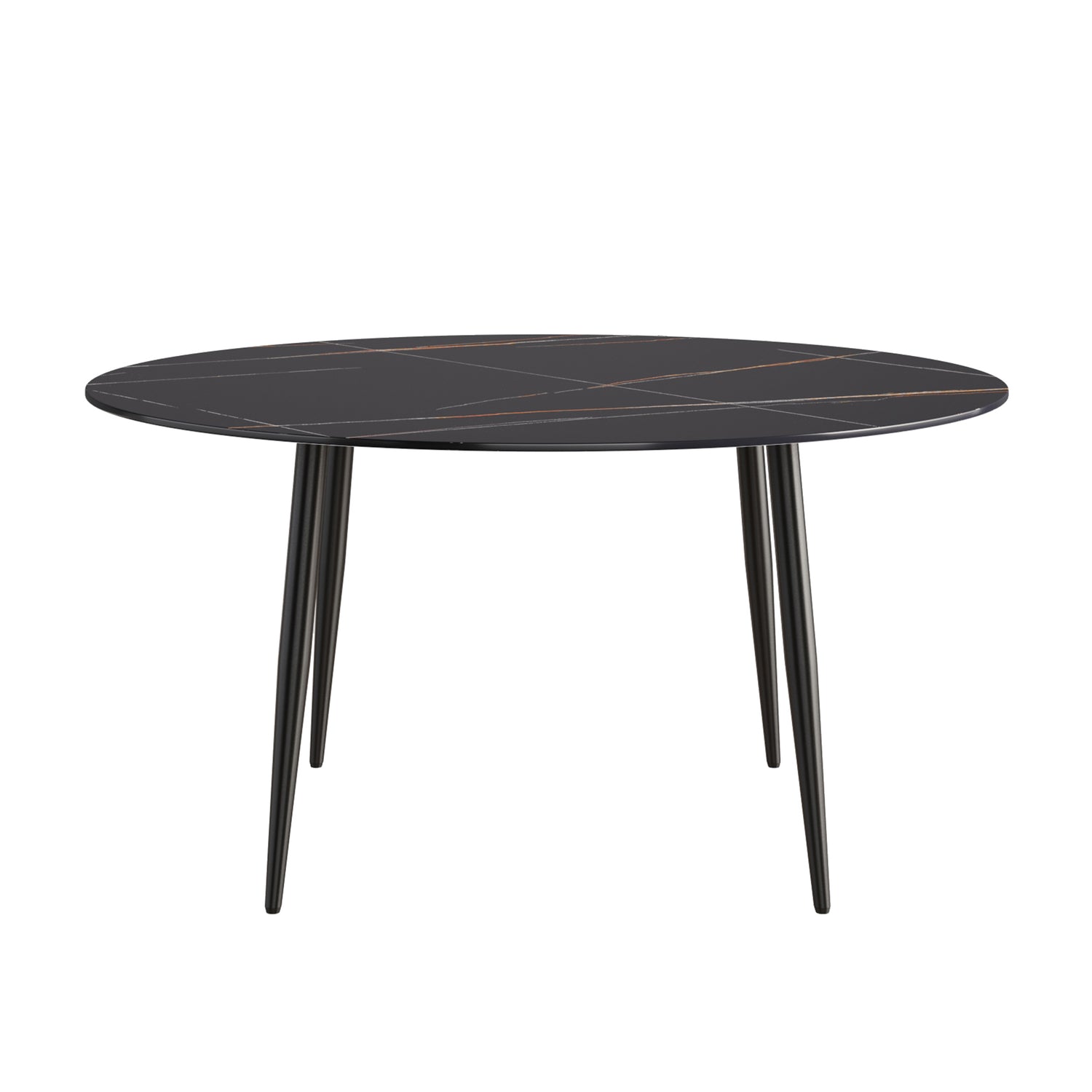 59.05"Modern man - made stone round black metal dining table - position for 6 people | Home Elegance USA