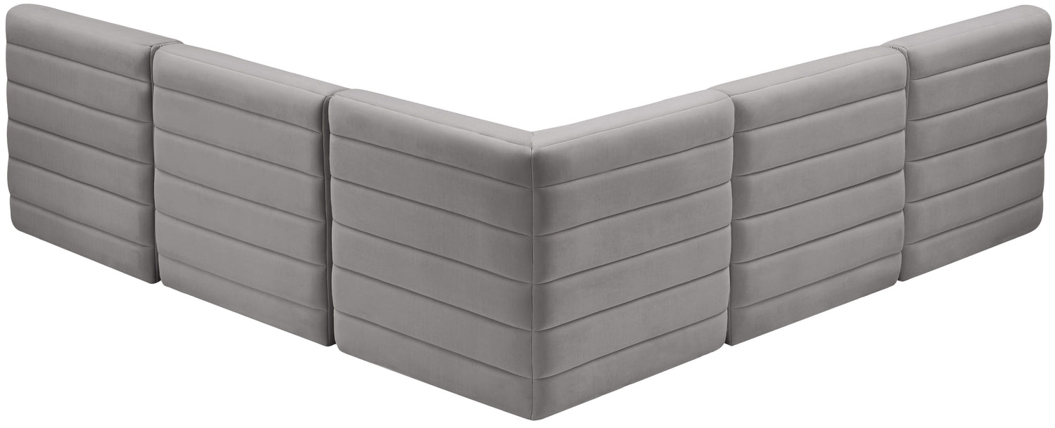 Quincy - Modular Sectional 5 Piece - Grey - Fabric - Modern & Contemporary - Home Elegance USA