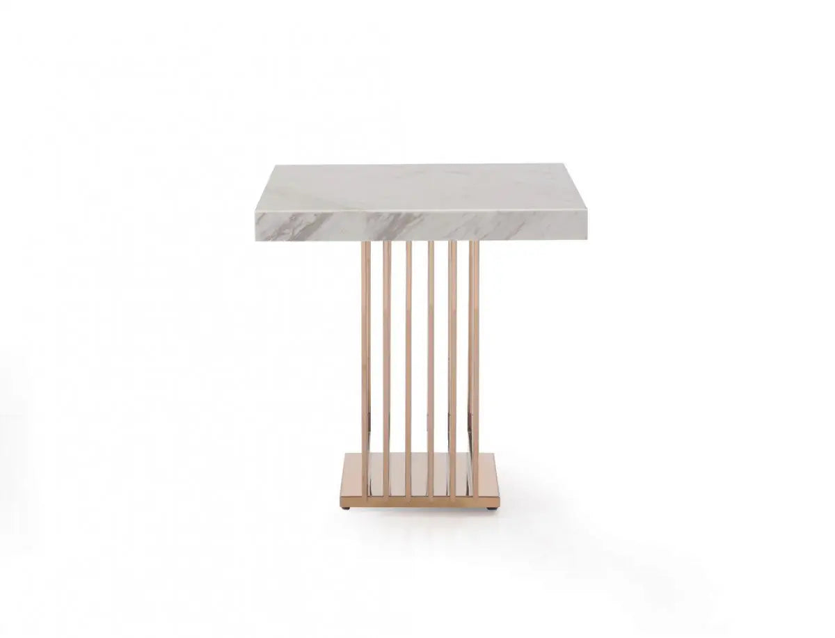 Vig Furniture - Modrest Kingsley Modern Marble & Rosegold End Table - Vgvcet8933
