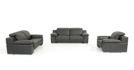 Vig Furniture Lamod Italia Evergreen Modern Black Italian Leather Sofa Set