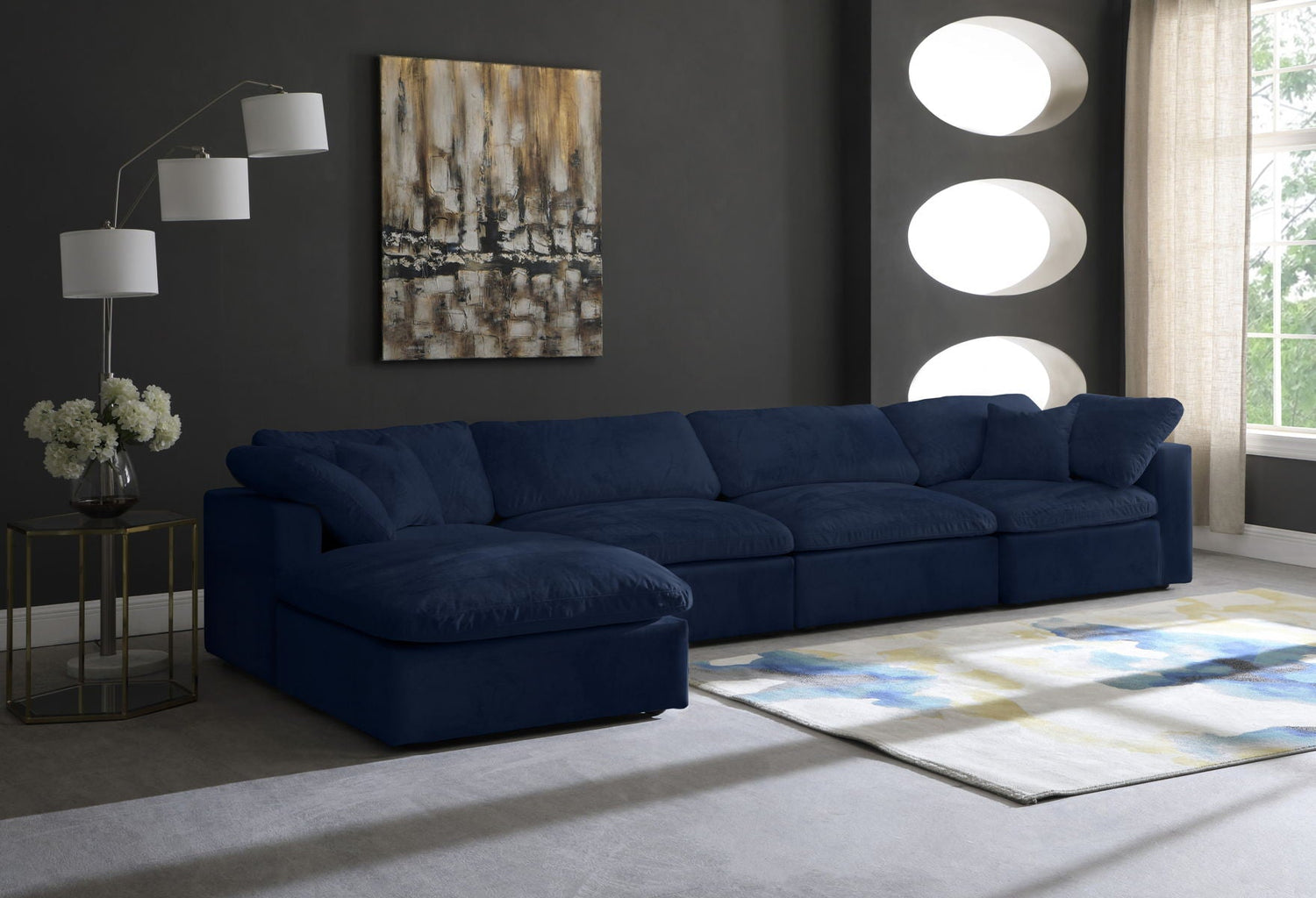 Cozy - Modular Sectional 5 Piece Cloud - Navy | Home Elegance USA