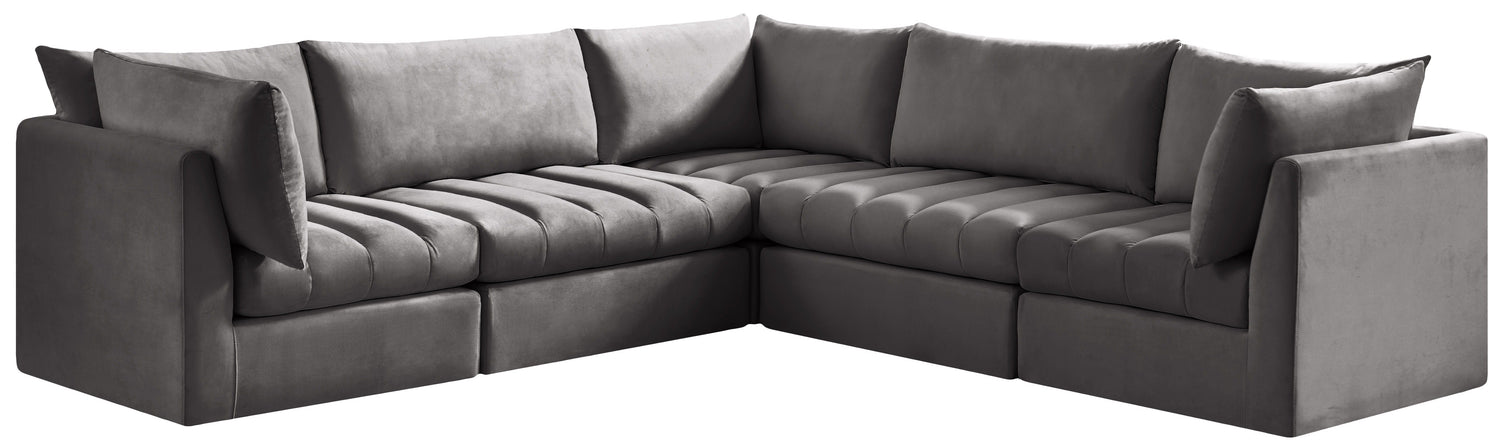 Jacob - Modular Sectional 5 Piece - Grey - Fabric - Home Elegance USA