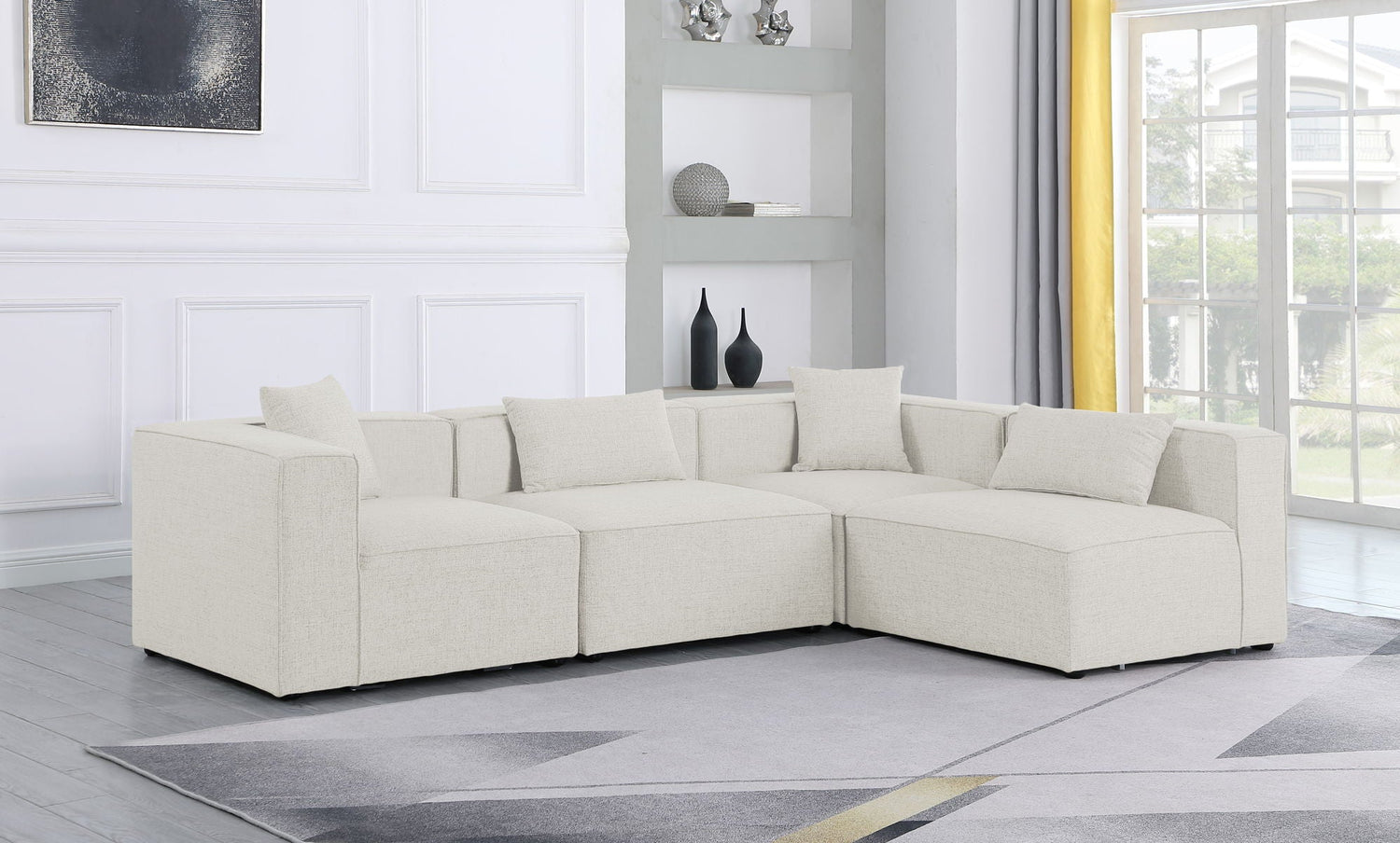 Cube - Modular Sectional 4 Piece - Cream | Home Elegance USA