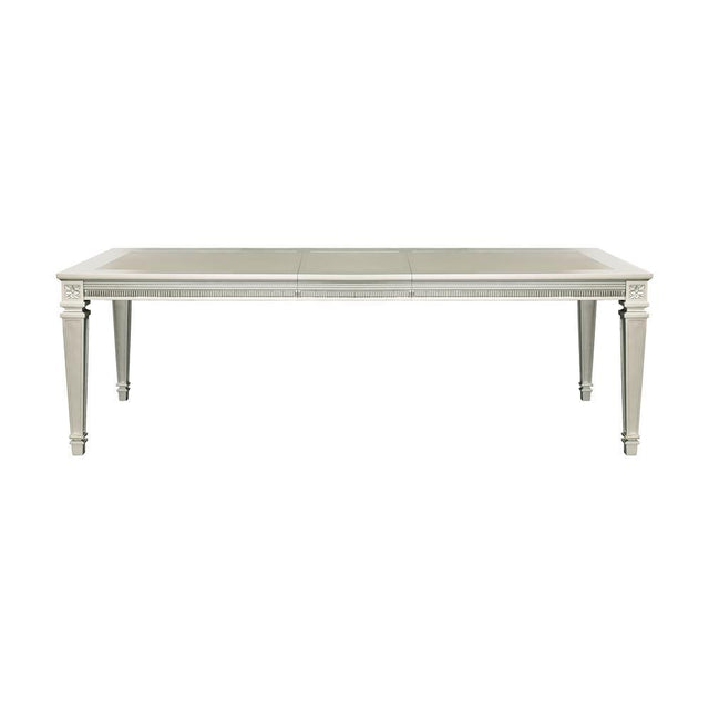 Modern Glam Design 1pc Dining Table with Extension Leaf Silver Finish Acrylic Inset Framing Dining Room Furniture - Home Elegance USA