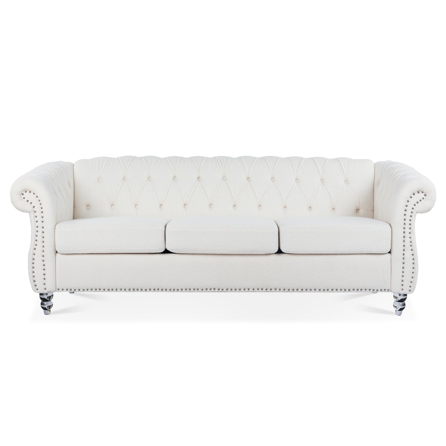 84.65" Rolled Arm Chesterfield 3 Seater Sofa | Home Elegance USA