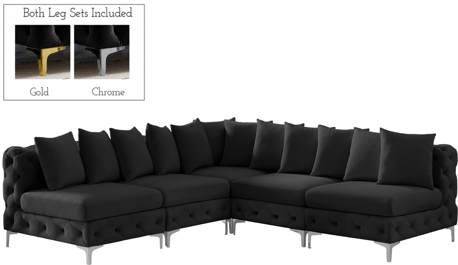 Tremblay - Modular Sectional 5 Piece - Black - Fabric - Modern & Contemporary - Home Elegance USA