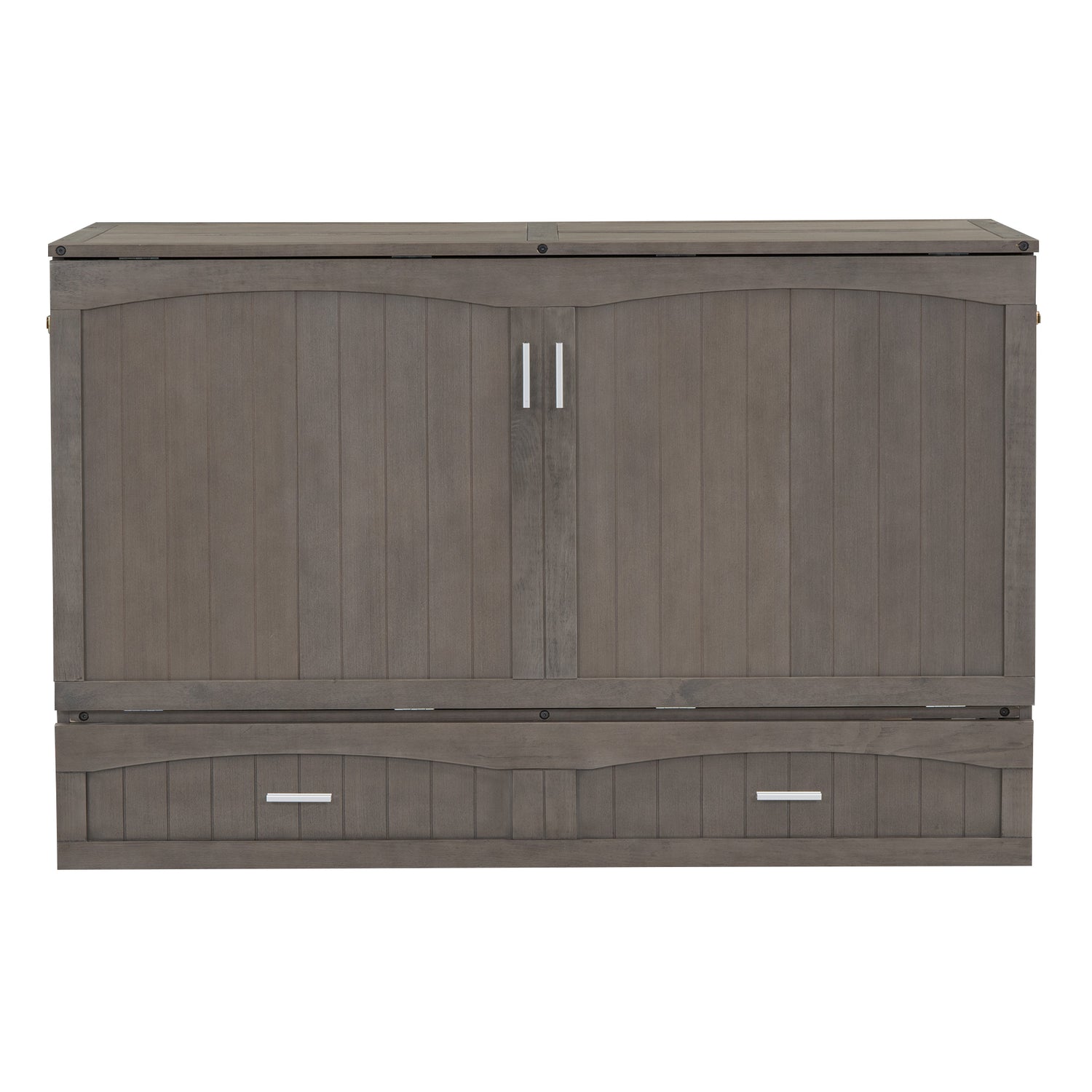 Queen Size Murphy Bed with Built-In Charging Station, Antique Grey(Expected Arrival Time: 8.9) - Home Elegance USA