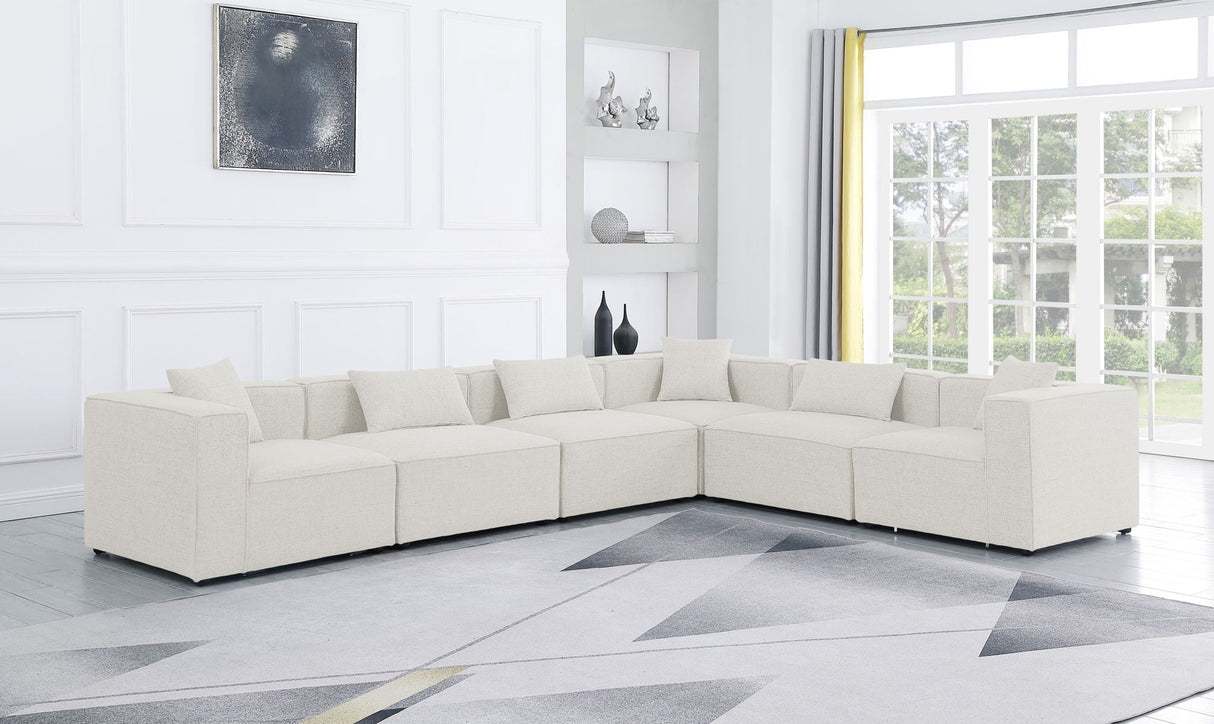 Cube - Modular Sectional 6 Piece - Cream - Fabric - Modern & Contemporary | Home Elegance USA