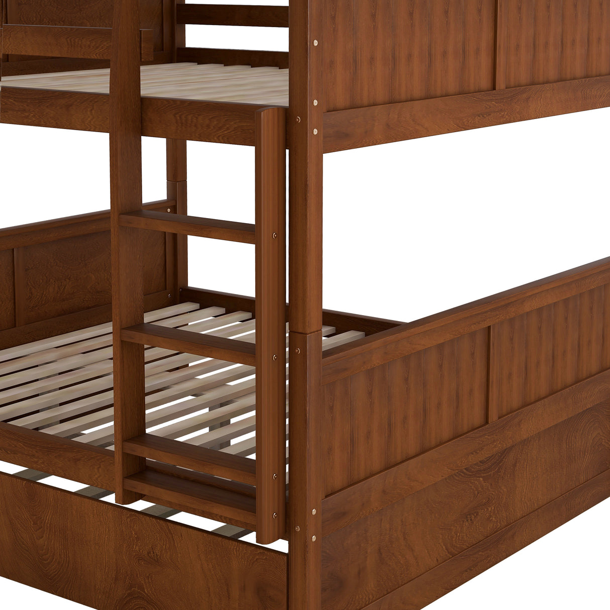 Full Over Full Bunk Bed with Twin Size Trundle, Walnut ( old sku: LP000250AAL) - Home Elegance USA