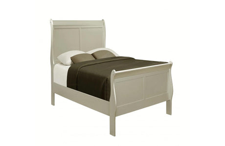 Louis Phillipe Champagne Finish Twin Size Panel Sleigh Bed Solid Wood Wooden Bedroom Furniture - Home Elegance USA