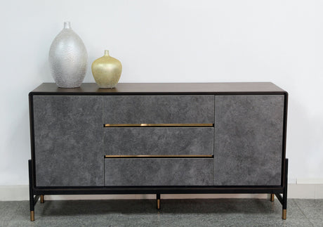 Vig Furniture Modrest Gabrielle - Contemporary Walnut & Gold Buffet