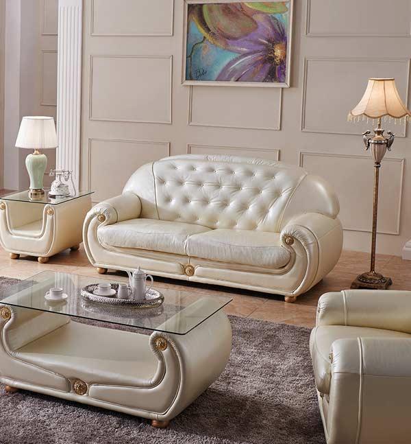 Esf Furniture - Giza Full Leather Sofa In Beige - Giza3