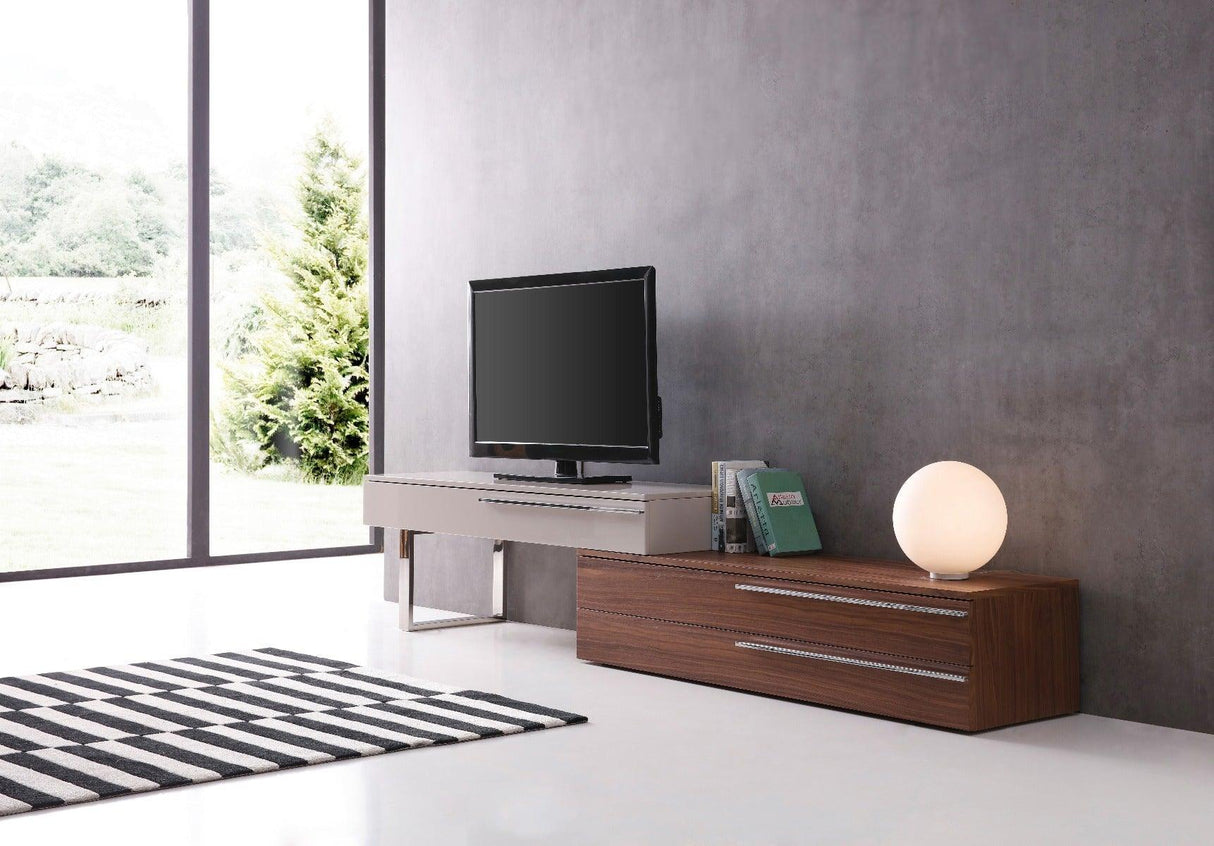 Ce Hudson Tv Base In Walnut & Taupe - 17475 - Wt | J&M | Home Elegance USA