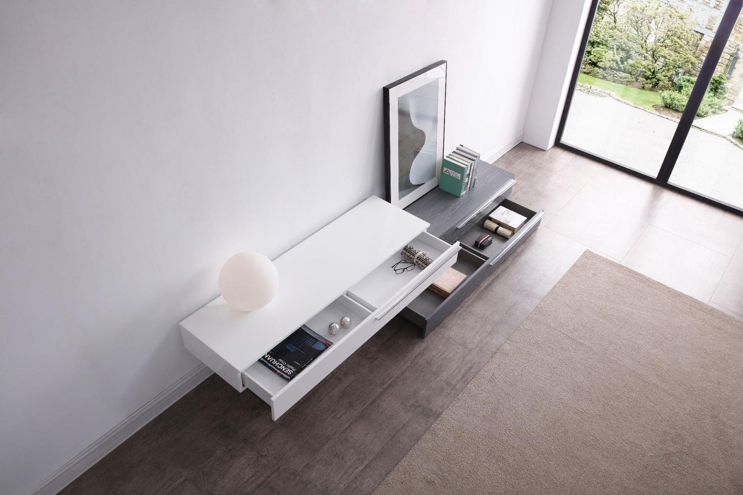 Ce Hudson Tv Base In Grey & White - 17475 - Gw | J&M | Home Elegance USA